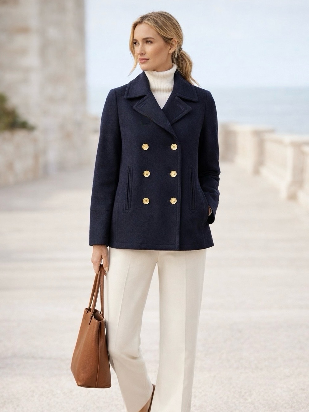 J. Crew Wool Cashmere by Nello Gori Peacoat in Navy As Seen On TV (ASO)